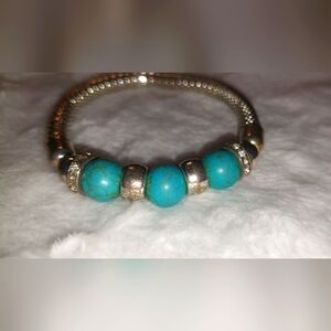 Turquoise and Silver Beaded Bracelet
